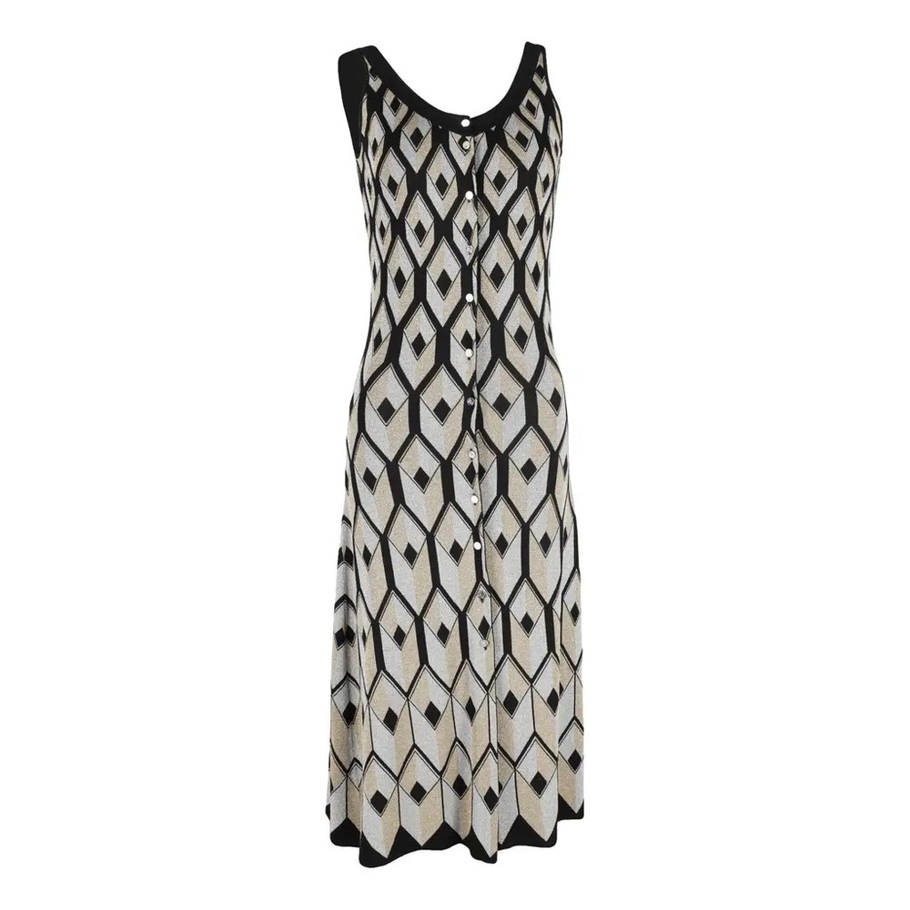 Paco Rabanne Geometric-Intarsia Metallic-Weave
Midi Dress In Multicolour Viscose